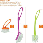 Casabella Loop 3-Piece Dish Brush Set - 15519AZ(Colors May Vary), Red Yellow Purple