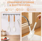 4PCS Silicone Cooking Spatula and Spoons Set, Nonstick Kitchen Utensils Set with Wood Handle, Heat Resistant Silicone Solid and Slotted Spatula Set with Turners, Serving Spoons(White)