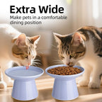 6.2 Inch Extra Wide Elevated Ceramic Cat Bowls, Food and Water Bowl Set for Elder Big Cats Small Dogs, Raised Design for Pet Easy Eating, Protect Cat's Spine Set of 2(Light Purple)