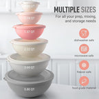 Zulay Kitchen 12 Piece Plastic Mixing Bowls with Lids Set - Colorful Mixing Bowl Set for Kitchen - Nesting Bowls with Lids Set - Microwave and Freezer Safe (Pink Ombre)