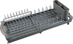 Dish Drying Rack Compact Expandable - A Space-Saving, Stainless Steel, Rust-Resistant Dish Drainer for Kitchen and Apartment Countertops/Sink Cabinets, Extendable from 11.42 to 19.9 inches (Gray)