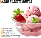 Qeirudu 12 oz Small Clear Plastic Bowls, 100 Pack Disposable Hard Plastic Party Serving Bowls for Salads, Ice Creams, Fruit, Desserts, Parfaits, Snacks