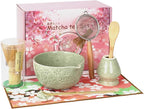 Matcha Whisk Set, Japanese Tea Ceremony Utensils (8 PCS) with Matcha Bowl with Spout (19 oz), Bamboo Whisk, Scoop, Holder, Sifter, Tea Towel – Authentic Matcha Set & Gift Box (Green)
