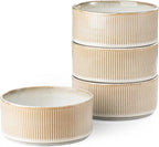 Ceramic Bowl Set of 4-22oz Cereal and Soup Bowls, Microwave and Dishwasher Safe, For Oatmeal, Salad, Pasta, Dessert and Fruit, Beige