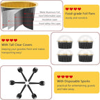 LNYZQUS 5oz Mini Cake Baking Pans with Lids 100 Pack, Disposable Aluminum Cupcake Pan Small Muffin Tins,Mini Foil Baking Cups Containers for Custard Creme Brulee-Black