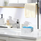 Luxspire Kitchen Sponge Holder, Dish Sponge Holder with with Drain Tray, Marble Sponge Holder for Kitchen Sink, Kitchen Sink Caddy 2 Compartments, Gravel White