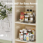 LAMU 4 Pack 10.6in Lazy Susan Organizer, Clear Lazy Susan Turntable for Cabinet, Refrigerator, Table Top, Kitchen, Bathroom, Pantry Organizers and Storage