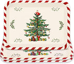 Whaline 3 Pcs Christmas Serving Trays Xmas Tree Plastic Serving Platters Dishes for Holiday Party Breakfast Lunch Dinner Food Snack Supplies, 10 x 13 Inch