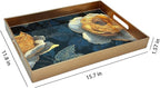 Serving Tray with Handles, 15.7 * 11.8 inches, Plastic Ottoman Tray with Exquisite Paintings, Trays for Coffee Table
