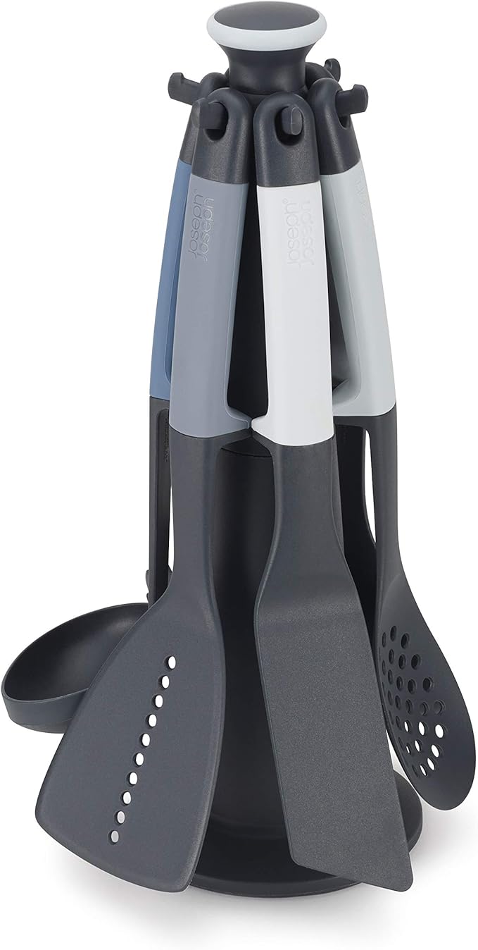 Joseph Joseph Elevate Carousel Nylon Kitchen Utensil Set with Rotating Storage Stand, 6-piece, Sky