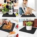 WISELIFE Dish Drying Mat Super Absorbent Drying Mat Large Dish Drying Mats for Kitchen Counter Easy Clean Dish Mat Kitchen Drying Mat15"x 18" Classic Black