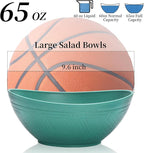 WRINGKIT Set of 6 Wheat Straw Salad Bowls Large, 65 Oz Unbreakable Serving Bowls, Microwave & Dishwasher Safe Soup Bowls, Kitchen Bowls Set for Serving Salad, Cereal, Fruit, Chip
