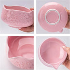 TEANAGOO 7-PCS Pink Matcha Whisk Set with Cherry Blossom Design, Complete Ceremony Kit, Ceramic Chawan Bowl with Spout, Whisk & Accessories, Traditional Matcha Tea Set for Lattes& Gift Giving