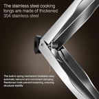 Locking Stainless Steel Kitchen Tongs, 12-inch Grill Tongs,Heat-Resistant up to 600°C, Precision Serrated Tip Design,Easily Grab and Flip Toss Steaks, Bread, Pizza, Salads, and Grilled Foods