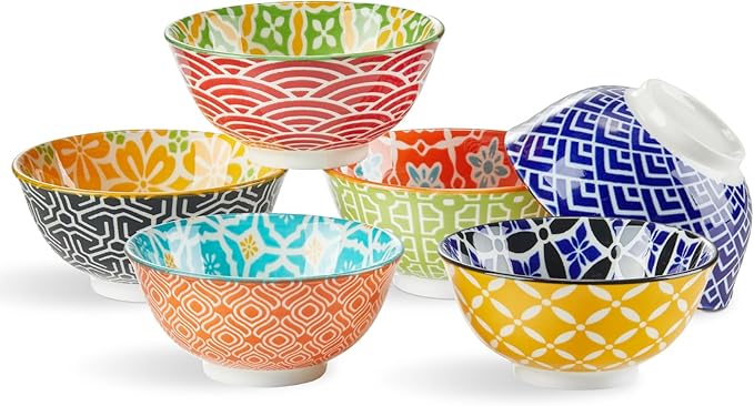 Metahom Ceramic Dipping Bowls, 3.5 inch Small Bowls for Dipping, 4oz Mini Bowl for Soy Sauce, Condiments, Side Dishes, Charcuterie Boards, Set of 6