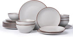 Famiware Venus Plates and Bowls Sets, 18 Pieces Stoneware Speckled Dishes Dinnerware Set for 6, Matte Light Gray - Microwave & Dishwasher Safe, Modern Minimalist, for Everyday Meals & Formal Dining