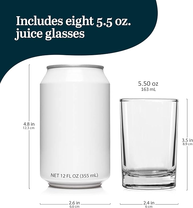 Libbey Fruit Juice Glasses, Heavy Base Glass Drinking Glasses Set of 8, Breakfast Juice Cups, Everyday Clear Drinking Glass Set for Cold Drinks
