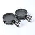 HAWOK Cast Iron Mini Skillet, Round Pan, Mini Server, DIA 5.3inch, 6 Pcs, Black