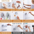 LEVERLOC Soap Dish Holder Suction Cup for Shower Wall Double Layer Drill-Free Waterproof Wall Mount Strong Suction Removable Bar Soap Sponge Holder for Bathroom Bathtub Kitchen, Chromed