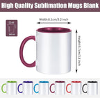 TANGLONG Sublimation Mugs 11 oz Sublimation Cups Bulk Coffee Mugs Tazas Para Sublimar 6 Assorted Colors Set of 12