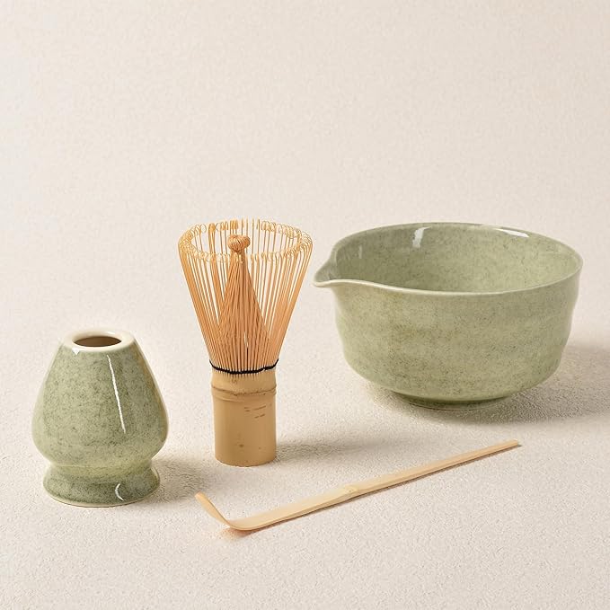 Authentic Japanese Matcha Ceremony Set - 17oz Traditional Chawan Bowl with Bamboo Whisk (Chasen), Scoop & Stand - Complete Starter Kit for Beginners, Christmas Thanksgiving Gift Idea