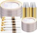 DaYammi 350PCS Clear Gold Plastic Dinnerware Set for 50 Guests Gold Plates Disposable Include: 50 Dinner Plates, 50 Dessert Plates,50 Pre Rolled Napkins with Gold Silverware,50 Cups for Party Wedding