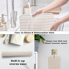 ZLR Silicone Dish Drying Mat 12" x 12" Square - Small Heat Resistant Trivet & Countertop Protector for Air Fryer, Coffee Maker - Waterproof Kitchen Drain Pad for Cups, Fruit (Cassava White)