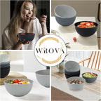 Wrova Wheat Straw Bowl Sets,8 PCS Unbreakable Cereal Bowl 26 OZ,Microwave and Dishwasher Safe Bowls,Alternative Plastic Bowls for Kitchen,Apartment,Camping,RV (Classic Series)