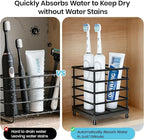 BOTEMY Toothbrush Holders with Quick Drying Mat—Black Toothbrush and Toothpaste Holder for Bathroom—Upgrade 3 Slots Openwork Design Bathroom Counter Organizer for Electric Toothbrush,Razor,Toothpaste