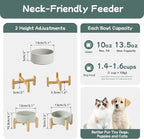 Havniva Ceramic Raised Dog and Cat Bowl Set, 2 Heights Elevated Stand, Food and Water Bowl for Small Breed Dogs, Cats, Kitty, Weighted Dog Dishes, Pet Bowls(5.1'',13.5oz, Grey)
