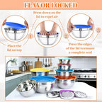 Mixing Bowls with Lids Set - 7 Nesting Mixing Bowls, 3 Graters, 11 Baking Tools, Airtight Lids, Stainless Steel Mixing Bowl for Mixing & Baking, Size 0.7/1.1/1.5/2.1/3.5/4/4.5 QT, Colorful