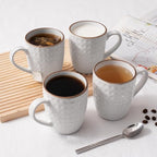 famiware Coffee Mugs Sets for 4, 12 oz Mug Set, Coffee Cups with Handle for Coffee, Tea, Cocoa and Milk, Microwave and Dishwasher Safe, White Circle