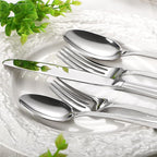 Lazycorner Silverware Set for 12, 60-Piece 18/10 Stainless Steel Flatware Set, Mirror Polished Modern Cutlery Set include Fork Knife Spoon Set(Dishwasher Safe)
