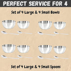 Stainless Steel Dinnerware Set of 32 Pcs (Dinner Plates, Cups, Dishes, Bowls) Metal Dinnerware Sets, Dishwasher Safe, Reusable Dinner Set for Home Kitchen Camping - Service for 4