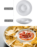 LAUCHUH Porcelain Chip and Dip Serving Set Divided Serving Trays Appetizers and Cheeses Serving Platter Compartment Dish for Mother's Day, Snack, Fruit, Veggies, Candy, 12-inch Set of 1