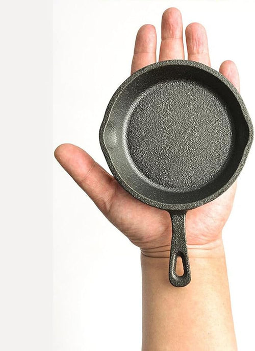 6 Inch Cast Iron Skillet, Small Frying Pan Mini Black Iron Non Stick Frying Pan Small Iron Plate Omelette Pan Egg Pan For Stovetop Oven and Grill(L)