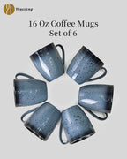 Yeacccng Modern Minimalist Coffee Mugs Set of 6, Cappuccino Cups Set, 16 Oz Unique Kiln-Changing Glaze Ceramic Latte Mugs for Coffee, Tea, Milk, Cocoa, Latte, Cappuccino, Dishwasher & Microwave Safe