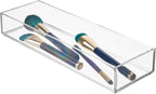 iDesign Clarity Plastic Drawer Organizer, Storage Container for Silverware, Utensils, Kitchen Gadgets in Pantry, Cabinets, Countertops, 4" x 12" x 2" - Clear