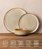 TheTerra Ceramic Dinnerware Sets for 6, 18 Pieces Porcelain Lightweight Plates and Bowls Sets, Scratch Resistant Dish Set, Oven & Microwave & Dishwasher Safe, Creamy Amber