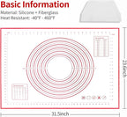 Silicone Baking Mat Super Large, 32x24 inch Silicone Pastry Non Stick Kneading Mat with Cable Ties and Dough Scraper, Measurement Food Grade Silicone Mat for Rolling Dough