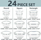 12 Pack Glass Lunch Meal Prep Containers with Lids Airtight Leakproof, Stackable for Microwave, Oven, Freezer and Dishwasher Safe (White)