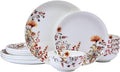 Mikasa Wildflower Bliss 12 Piece Floral Bone China Durable Chip Resistant Lightweight Dinnerware Set, Service for 4