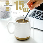Hasense Coffee Mugs Set of 6, 15 oz Ceramic Coffee Cups with Comfortable Handle, Classic White Mug for Men and Women, Tea Cup Set for Latte, Cappuccino, Milk, Soup, Dishwasher and Microwave Safe