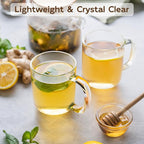 Glass Coffee Mugs, 16 oz Ice coffee cups, Large Clear Tea Cups Set of 2, Glass Mugs with Handles, Glass Cups for Latte, Cappuccino, and Tea