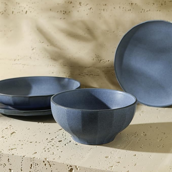 Stone Lain Rio 4-Piece Bowl Set Stoneware, Blue