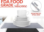 Zulay Kitchen Large Roll Up Dish Drying Rack - Heavy Duty Silicone Wrapped Steel Rods Over Sink Dish Drying Rack - Versatile Roll Up Sink Drying Rack & Trivet - Red,20.5 inches x 13 inches
