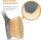 2 Pack Kitchen Dish Brush Bamboo Handle Dish Scrubber Built-in Scraper, Scrub Brush for Pans, Pots, Kitchen Sink Cleaning, Dishwashing and Cleaning Brushes are Perfect Cleaning Tools, Color-Gray