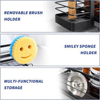 Kitchen Sink Organizer with Instant Drying Stone, Dish Sponge Holder for Kitchen Sink, Stainless Steel Kitchen Brush Holder