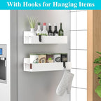 2 Pack Magnetic Spice Storage Rack Organizer for Refrigerator and Oven, White Fridge Organizers and Storage