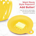 Ecolution Patented Micro-Pop Microwave Popcorn Popper with Temperature Safe Glass, 3-in-1 Lid Measures Kernels and Melts Butter, Made Without BPA, Dishwasher Safe, 1.5-Quart, Yellow (Pack of 4)